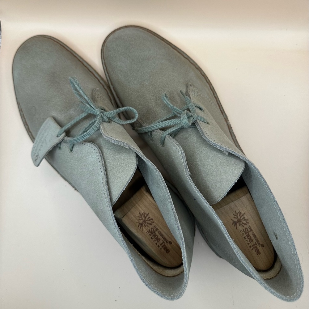 Made in England Clarks Desert Boot sized 9.5 in “Sand Suede”, worn once